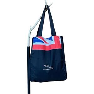 Jaguar British Flag Black Nylon Canvas Tote Bag